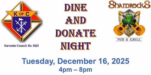 Harvester K of C Dine & Donate Night @ Shamrocks