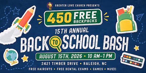 450 Free Backpacks | 15th Annual Raleigh Back to School Bash