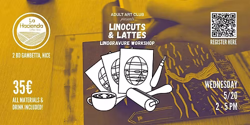 Linocuts & Lattes: A Linogravure Workshop at La Hacienda (Nice, FR)