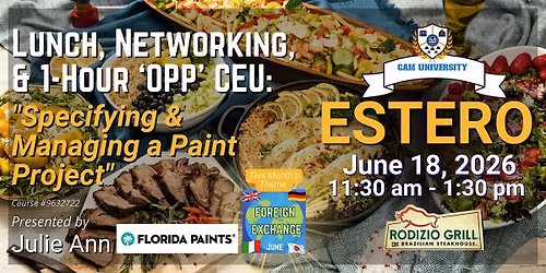 CAM U ESTERO Free Lunch, Networking, and 1-hr OPP CEU at RODIZIO GRILL