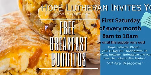 Free Breakfast Burritos!!
