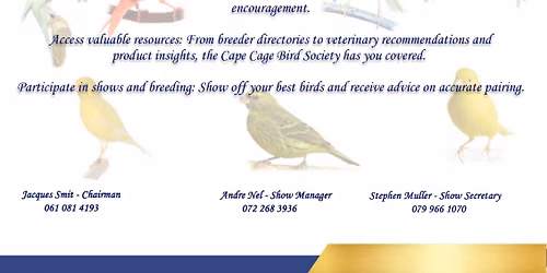 CAPE CAGE BIRD SOCIETY PROVINCIAL SHOW 2026