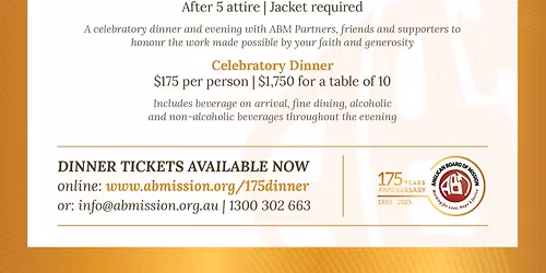 175th Anniversary Celebration Evensong & Dinner