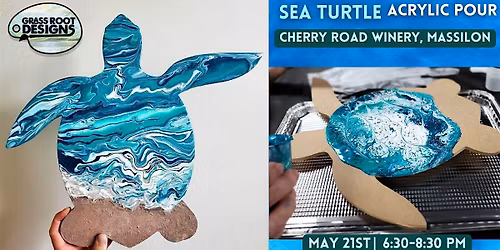 Sea Turtle Acrylic Pour | Cherry Road Winery