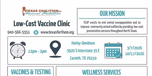 TCAP Low Cost Vaccine Clinic heads back to American Eagle Harley-Davidson 