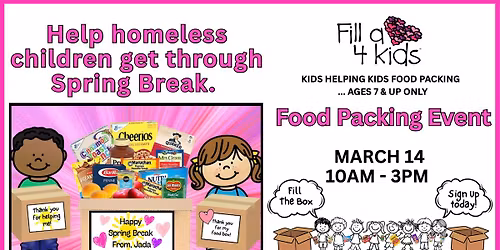 \ud83d\udce6Kids Helping Kids ~ Spring Break Food Packing Event