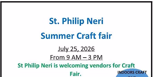 St Philip Neri Catholic Church Linthicum Heights Annual Craft Fair 2026