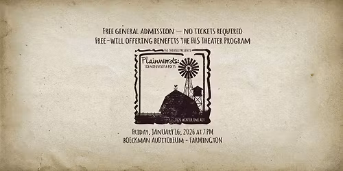 FHS Theater Presents: Plainwords- Six Minnesota Poets Winter One Act