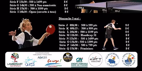 \ud83c\udfc6 6\u00e8me TOURNOI NATIONAL B DU CTT Lambersart \ud83c\udfc6Homologation FFTT n\u00b02451-2025-B