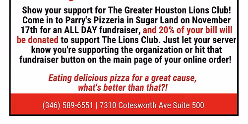 Greater Houston Lions Club Dine To Donate Fundraiser