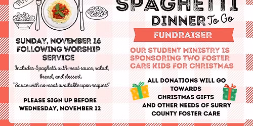 Spaghetti Dinner (To Go) Fundraiser