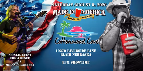 Tributes to TOBY KEITH and MIRANDA LAMBERT Live at The Cottonwood Cove Resort - Blair Nebraska
