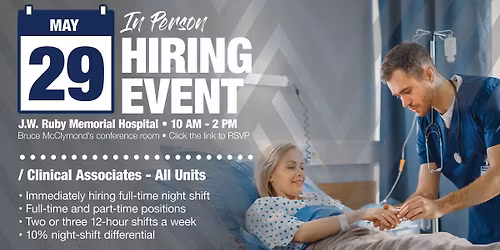 In-Person Clinical Associate Hiring Event, May 29th 10am-2pm