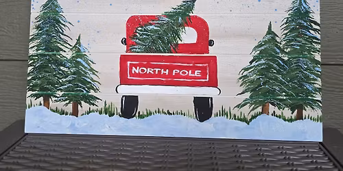 Red Truck Wooden Sign Paint & Sip