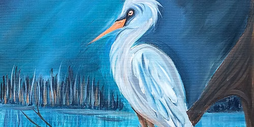 New!! Paint & Sip Event @ BlueMercury: Moonlit Egret (Attendees get 15% savings to Blue Mercury)