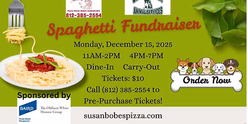 Spaghetti Fundraiser with Gibson County Animal Services