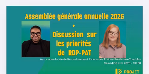 Assembl\u00e9e g\u00e9n\u00e9rale annuelle de Projet Montr\u00e9al RDP-PAT