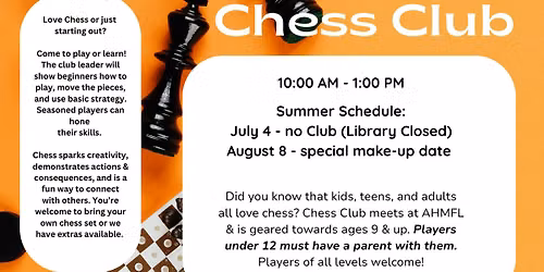 Chess Club - ages 9 & up