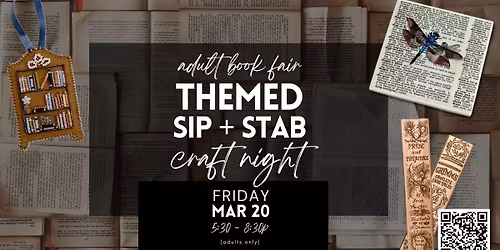 Adult Book Fair Themed Sip + Stab Craft Night