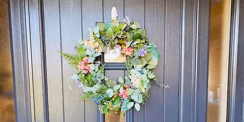 Create your own artificial spring seasonal wreath with Easter treats to add