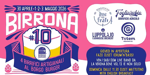 BIRRONA | 30 Aprile - 3 Maggio @ Borgo Burger (Ingresso libero) 