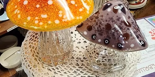 Glass fused Garden Mushroom