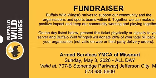 Jefferson City, MO Buffalo Wild Wings Fundraiser for ASYMCA