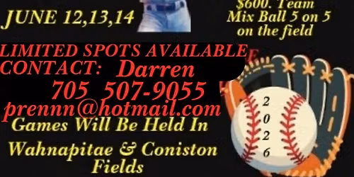 WAHNAPITAE DAYS 2026 -BASEBALL TOURNAMENT June 12-13-14 2026