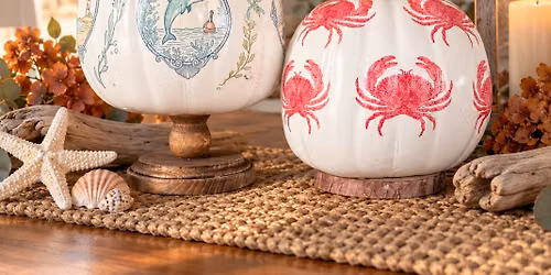 SMP October 16th, 11am-1pm, Decoupage Pumpkin Workshop artist Kim Brown of Ocean Echoes