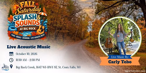 Fall Saturday Splash and Sounds featuring Live Music by Carly Tebo