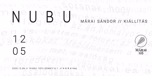 NUBU - M\u00c1RAI S\u00c1NDOR \/\/ KI\u00c1LL\u00cdT\u00c1S
