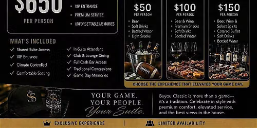 Bayou Classic Suite Experience