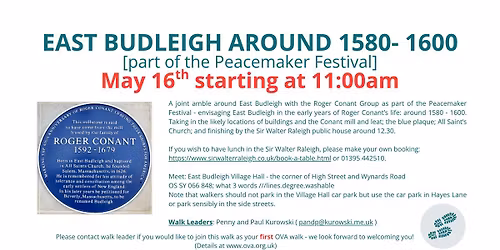 OVA Walk: East Budleigh around 1580- 1600 [part of the Peacemaker Festival]