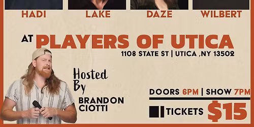 Stand Up Comedy Night JUNE 27th @ The Players of Utica Theatre