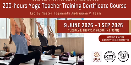 200-hours Yoga Teacher Training Certificate Course (Tue & Thu Evening)
