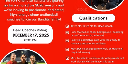 \u2764\ufe0f\ud83d\udda4Bandits Head Coaches Voting - Football and Cheer