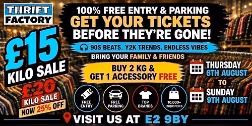 East London Vintage Kilo Sale | \u00a315\/KG Thrift Event|6th Aug To 9th Aug