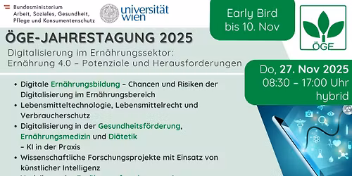 \u00d6GE-Jahrestagung 2025: Digitalisierung im Ern\u00e4hrungssektor - Potenziale und Herausforderungen