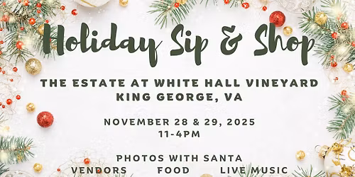 7th Annual 2 Day Holiday Vendor Fair. Santa Here Friday 1-3p