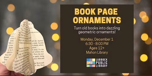 Book Page Ornament Craft at Mahon Library