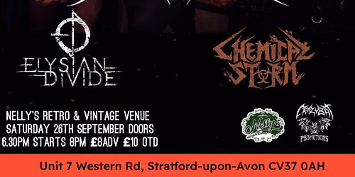Alternative Metal Night Biomechanimal\/Elysian Divide\/Chemical storm Doors 6.30pm 
