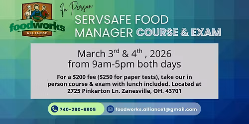 March ServSafe Food Manager Course & Exam