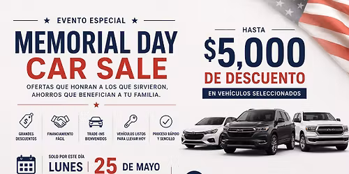 \ud83c\uddfa\ud83c\uddf8 Memorial Day Mega Car Sale \u2013 Hasta $5,000 OFF | Elizabeth NJ