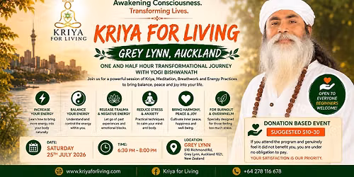 Kriya for living with Energy healing, Breathwork, meditation, in Grey Lynn with Yogi Bishwanath