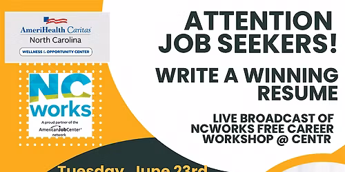 NCWorks LIVE WEBCAST Career Workshop @ ACNC: Write a Winning Resume - FREE