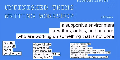 #sundaysprint Unfinished Thing Writing Workshop - FREE