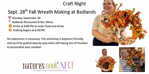 Sept. 28th Fall Wreath Class at Badlands