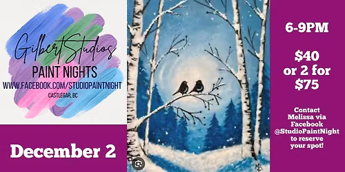 PAINT NIGHT - Birds n Birch Trees - Family Friendly Event by Gilbert Studios