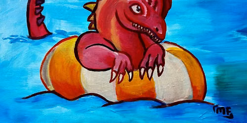 No School? Art Camp for Ages 5+ - Paint Jurassic Pool Time