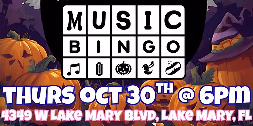 Halloween Music Bingo @ Gators Dockside-Lake Mary